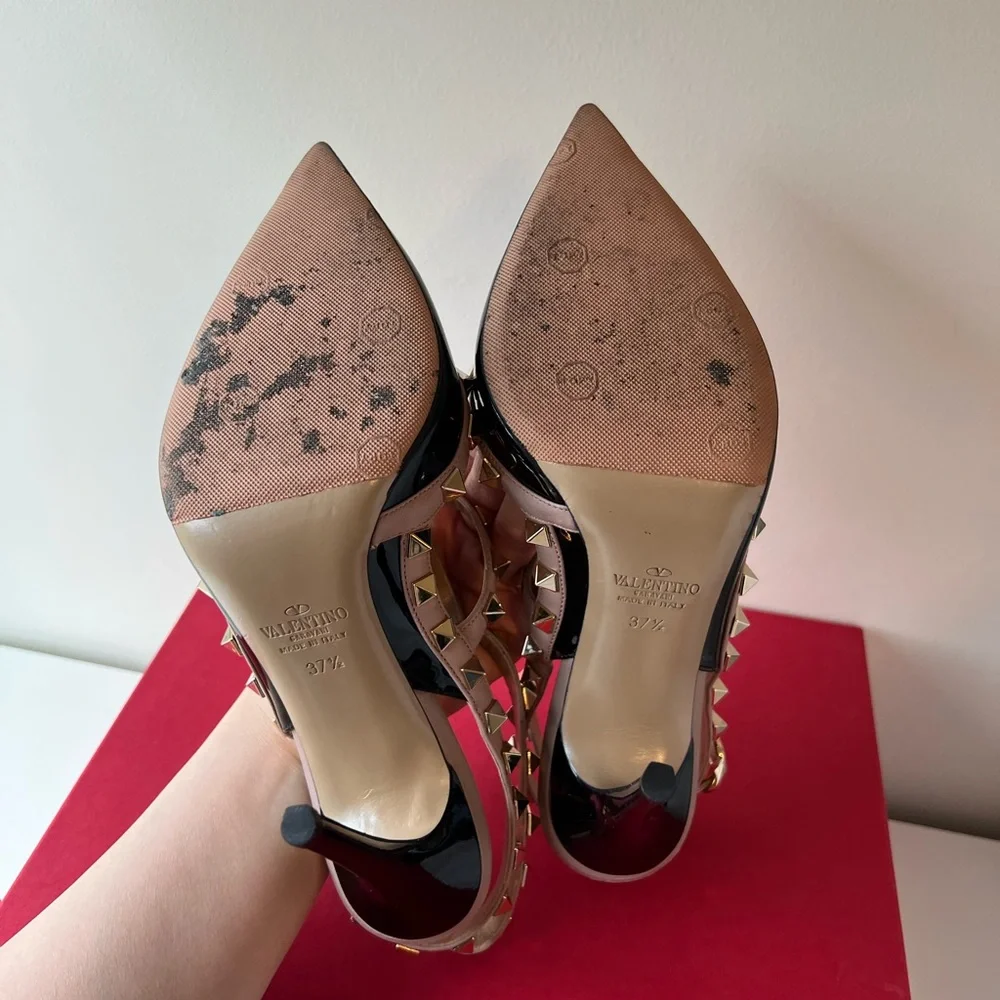 Valentino Rockstud caged pump 100mm in black patent leather size 37.5 - Picture 5 of 9